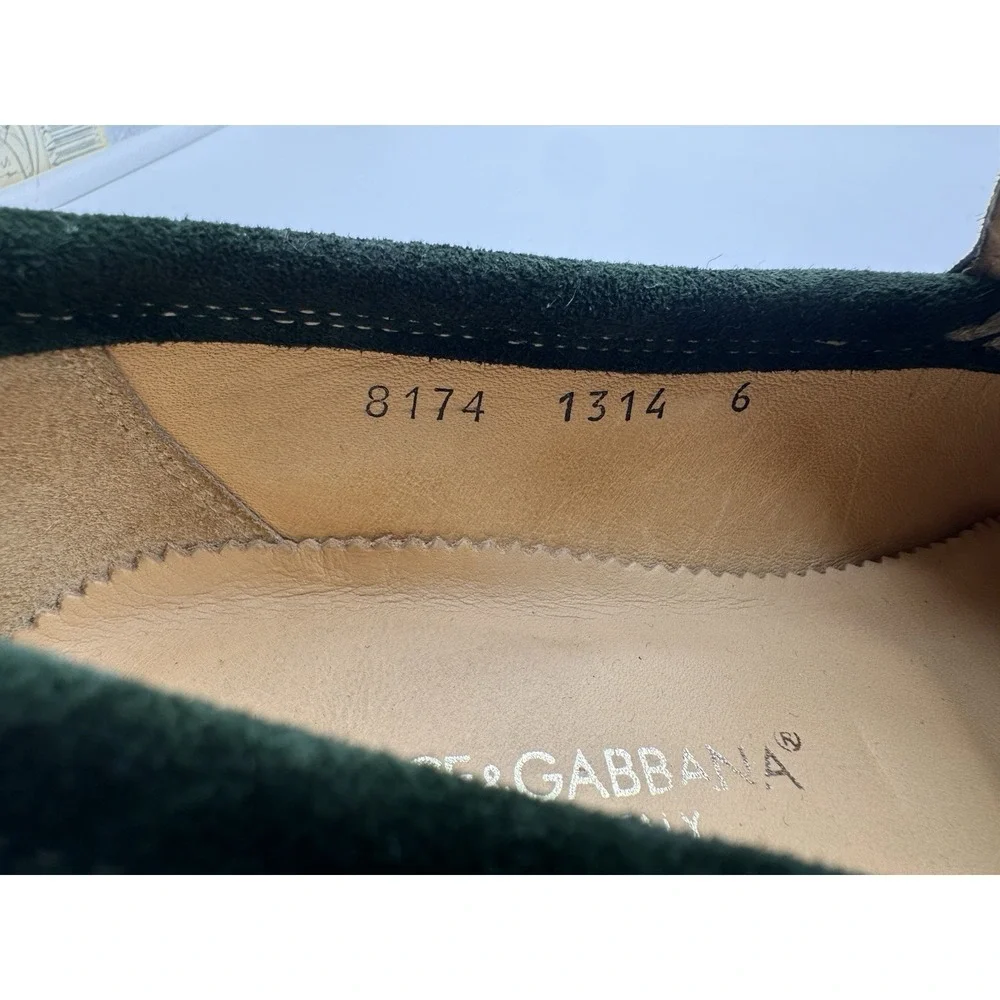 Dolce & Gabbana Green Suede Loafers Mens Size 7 US Made In Italy Luxury Slip‎ On
